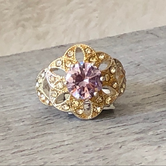 NRQ silver & gold tone AMETHYST dome RING - Picture 2 of 8